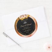 フローラオレンジ赤大理石ブラック製品ラベルロゴ ラウンドシール (封筒)