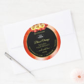 フローラオレンジ赤大理石ブラック製品ラベルロゴ ラウンドシール (封筒)