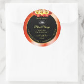 フローラオレンジ赤大理石ブラック製品ラベルロゴ ラウンドシール (バッグ)