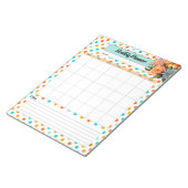 フローラオレンジnブルー水玉模様_月次プランナー ノートパッド (アングル)