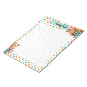 フローラオレンジnブルー水玉模様_看護注意事項 ノートパッド (アングル)