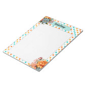 フローラオレンジnブルー水玉模様_脳ダンプ ノートパッド (アングル)