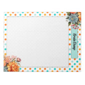 フローラオレンジnブルー水玉模様_脳ダンプ ノートパッド (正面)