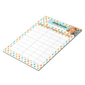 フローラオレンジnブルー水玉模様_週間の概要 ノートパッド (アングル)