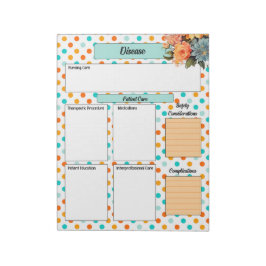 フローラオレンジn青水玉模様_病気温度2 ノートパッド