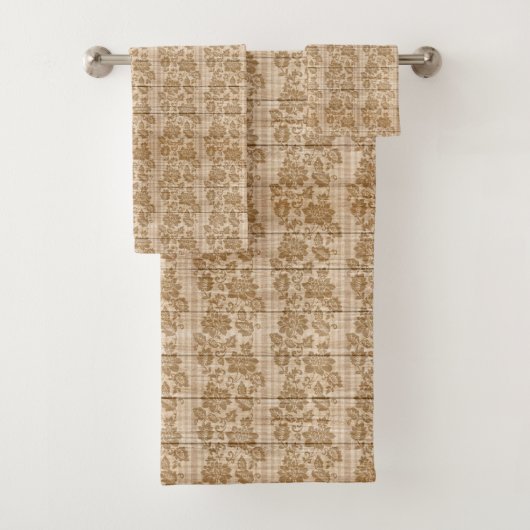 フローラオンウッドトレンディーエレガント人気があるヴィンテージ バスタオルセット (インサイチュ)