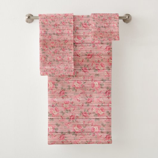 フローラオンウッドトレンディーエレガント人気があるヴィンテージ バスタオルセット (インサイチュ)