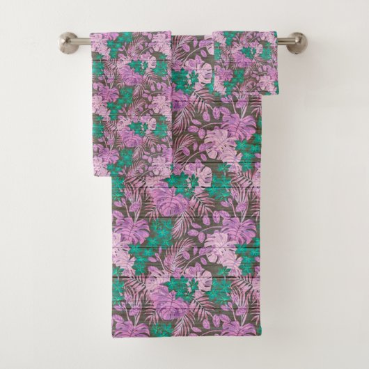 フローラオンウッドトレンディーエレガント人気があるヴィンテージ バスタオルセット (インサイチュ)