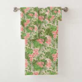 フローラオンウッドトレンディーエレガント人気があるヴィンテージ バスタオルセット