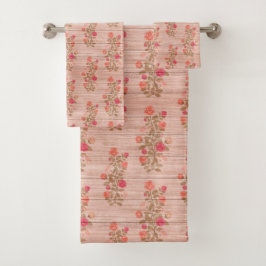 フローラオンウッドトレンディーエレガント人気があるヴィンテージ バスタオルセット