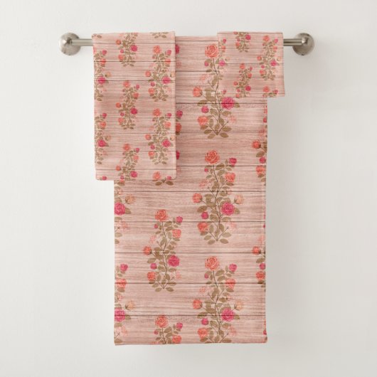 フローラオンウッドトレンディーエレガント人気があるヴィンテージ バスタオルセット (インサイチュ)