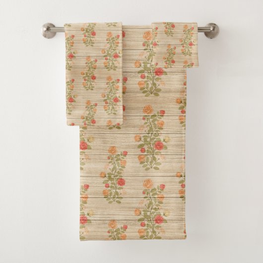 フローラオンウッドトレンディーエレガント人気があるヴィンテージ バスタオルセット (インサイチュ)