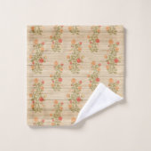 フローラオンウッドトレンディーエレガント人気があるヴィンテージ バスタオルセット (ウォッシュタオル)