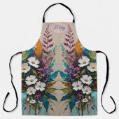 フローラオンカラフルティール（緑がかった色）ブルーベージュ エプロン (正面)