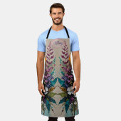 フローラオンカラフルティール（緑がかった色）ブルーベージュ エプロン (着用した状態)