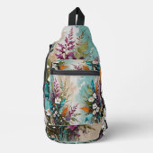 フローラオンカラフルティール（緑がかった色）ブルーベージュ スリングバッグ (正面)