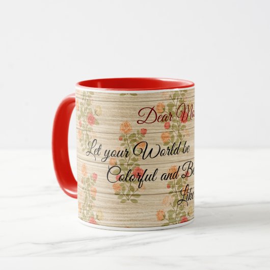 フローラオン木人気があるカスタマイズ文字 マグカップ (正面左)