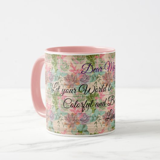 フローラオン木人気があるカスタマイズ文字 マグカップ (正面左)