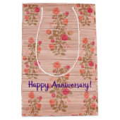 フローラオン木人気があるカスタマイズ文字 ミディアムペーパーバッグ (正面)