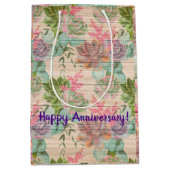 フローラオン木人気があるカスタマイズ文字 ミディアムペーパーバッグ (正面)