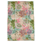 フローラオン木人気があるカスタマイズ文字 ミディアムペーパーバッグ (裏面)