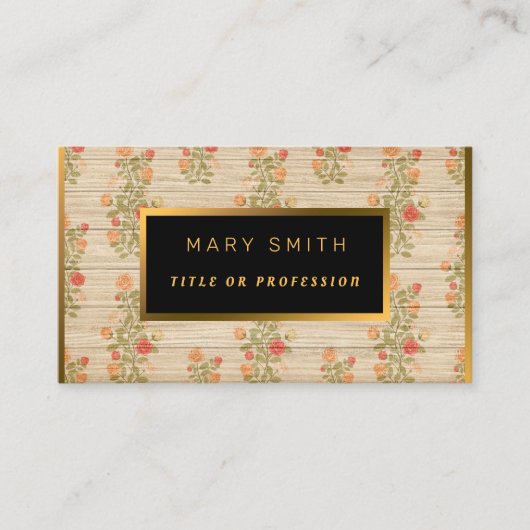 フローラオン木材金ゴールドカスタマイズプロフェッショナルモダン 名刺 (正面)