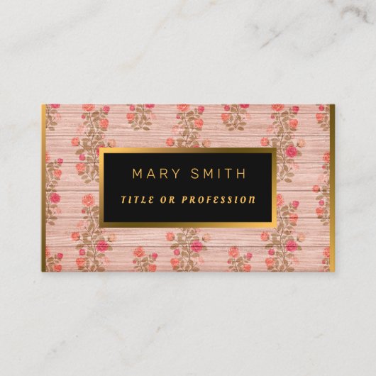 フローラオン木材金ゴールドカスタマイズプロフェッショナルモダン 名刺 (正面)