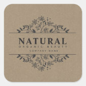 フローラオーガニック美しい及び化粧品スクエアステッカー スクエアシール (正面)