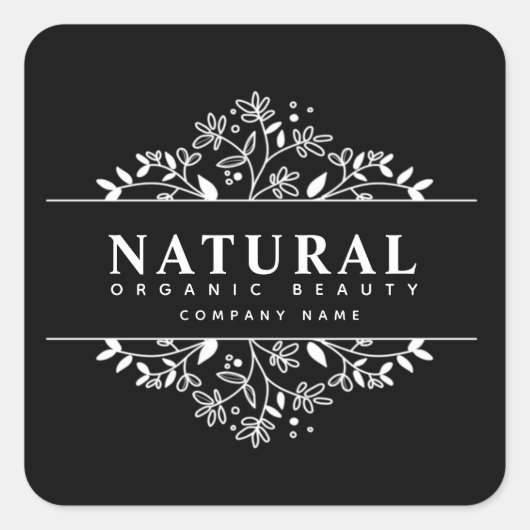 フローラオーガニック美しい及び化粧品スクエアステッカー スクエアシール (正面)