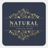 フローラオーガニック美しい及び化粧品スクエアステッカー スクエアシール (正面)