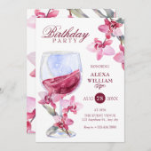 フローラオーキワイン水彩バースデーパーティー 招待状 (正面/裏面)