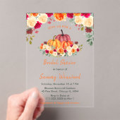 フローラオータムオレンジカボチャブライダルシャワー アクリル招待状 (インサイチュ (ポータブル))