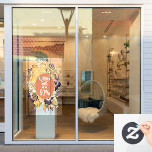 フローラオータムストアの売り場の看板ウィンドウが閉まる ウィンドウサイン