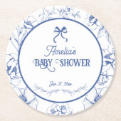 フローラオーナメントヴィンテージクラシックベビーシャワー ラウンドペーパーコースター (正面)