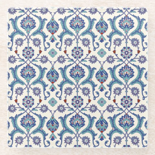 フローラオーナメント伝統的：アラビア文字。 ガラスコースター (正面)