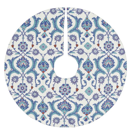 フローラオーナメント伝統的：アラビア文字。 ブラッシュドポリエステルツリースカート (正面)