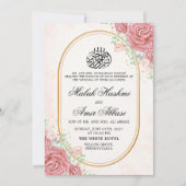 フローラオーバルフレーム金ゴールドスラミッ結婚ク 招待状 (正面)