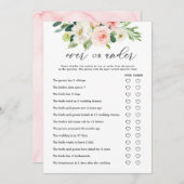 フローラオーバーブライダルシャワーゲームカード 招待状 (正面/裏面)