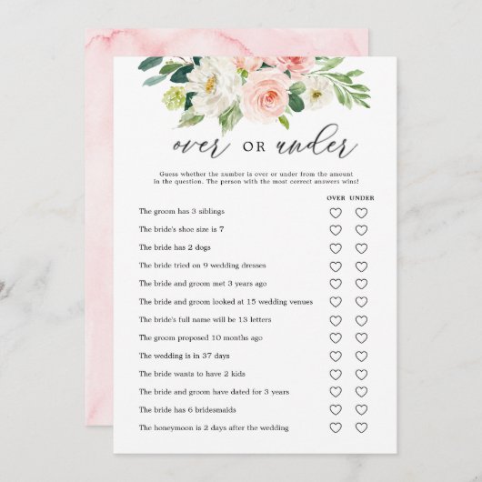 フローラオーバーブライダルシャワーゲームカード 招待状 (正面/裏面)