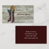 フローラカウボーイのブーツ西の田舎結婚式 名刺 (正面/裏面)