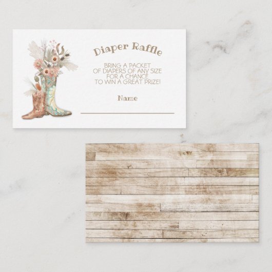 フローラカウボーイブーツおむつラッフル エンクロージャーカード (正面/裏面)