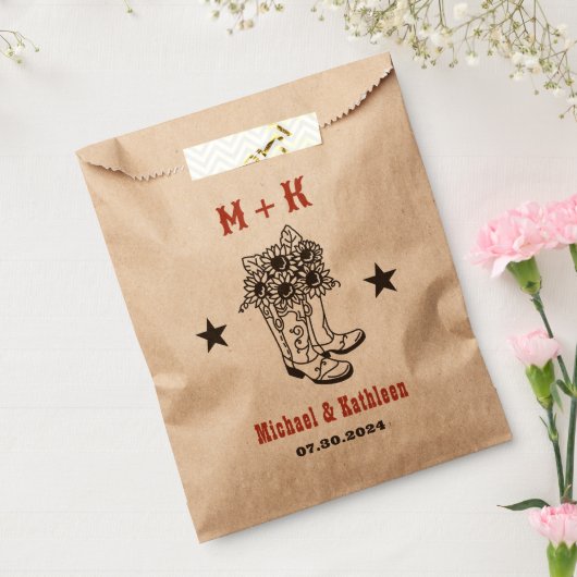 フローラカウボーイブーツウェスタン素朴カントリー結婚ズ フェイバーバッグ (封をした状態)