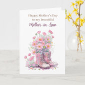 フローラカウボーイブーツ母の日の姑 カード (黄色い花)