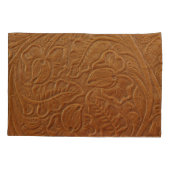 フローラカウボーイ西部の装飾、タン茶色の革。 枕カバー (裏面)