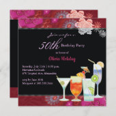 フローラカクテル50th誕生日パーティー 招待状 (正面/裏面)