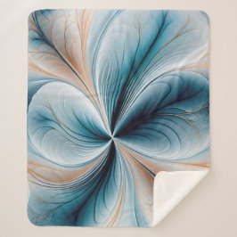 フローラカスケードソフトティール（緑がかった色）および金ゴールド抽象芸術フロー シェルパブランケット