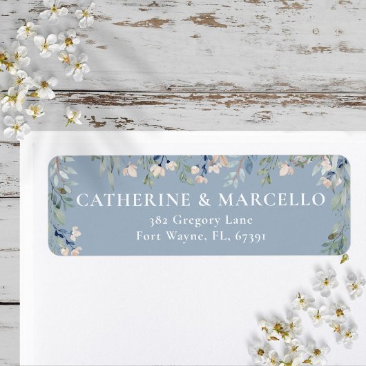 フローラカスケードダスティブルー結婚ズ差出人住所 ラベル