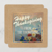 フローラカスタムウォーターカラーハッピーサンクスギビング シーズンカード (正面/裏面)