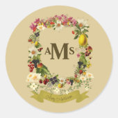 フローラカスタムクレスト葬儀クラシックラウンドステッカー ラウンドシール (正面)