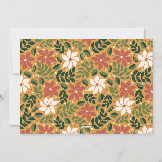 フローラカスタムグリーンレッド黄色の写真クリスマス シーズンカード (裏面)